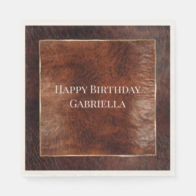 Guardanapo De Papel Couro Ocidental Escuro e Marrom Quente (Frente)