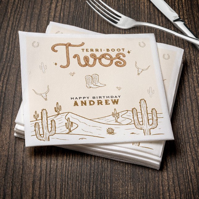 Guardanapo De Papel Cowboy 2nd Birthday Party Terri-Boot Twos Western (Cowboy 2nd Birthday Party Terri-Boot Twos Western Napkins
)