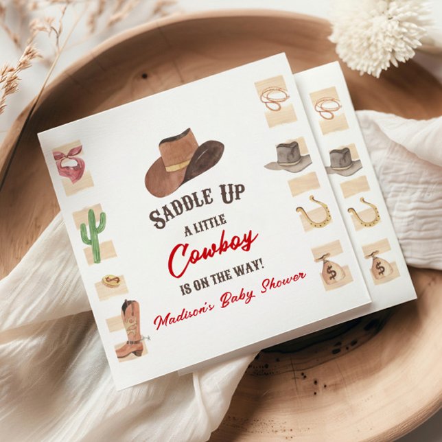 Guardanapo De Papel Cowboy Ocidental Rodeo Chá de fraldas Oeste Selvag (Criador carregado)