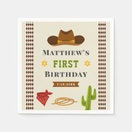 Guardanapo De Papel Cowboy Ocidental Saloon Baby Boy Wild West Birthda
