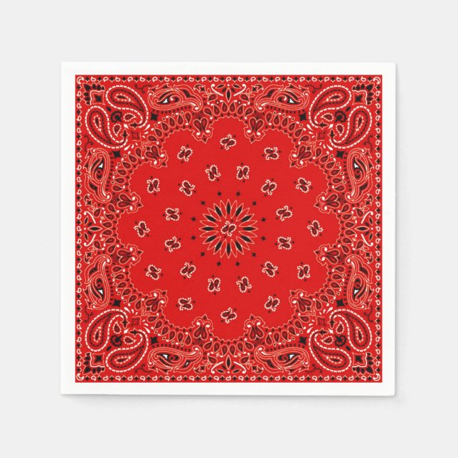 Guardanapo De Papel Cowboy Red Paisley Bandana Scarf Picnic CHURRASCO  (Frente)