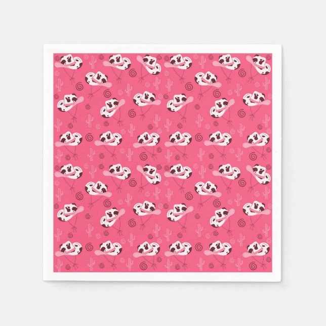 Guardanapo De Papel Cowgirl Boots & Cactus Western Pattern (Frente)