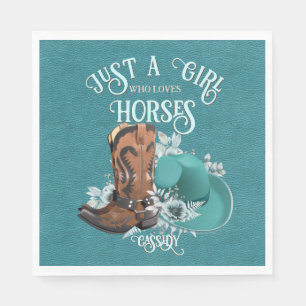Guardanapo De Papel Cowgirl cita botas de cowboy de turquesa