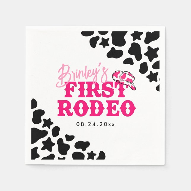 Guardanapo De Papel Cowgirl Disco Pink First Rodeo (Frente)