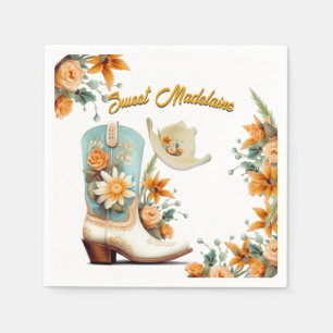 Guardanapo De Papel Cowgirl Floral Modern Birthday