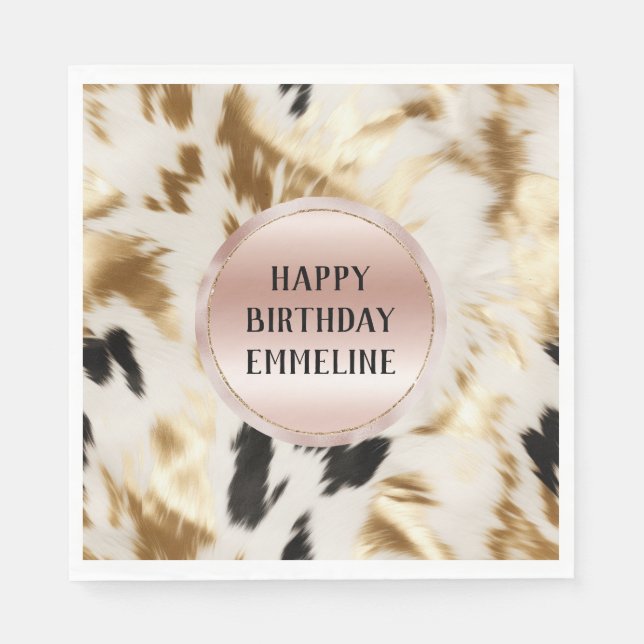 Guardanapo De Papel Cowhide Preto-Branco da Dourada Ocidental (Frente)