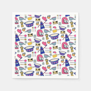 Guardanapo De Papel Cozinha Brilhante Padrão de Utensílios Chef Bake B