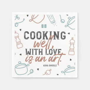 Guardanapo De Papel Cozinhar Bem Com Tipografia De Amor