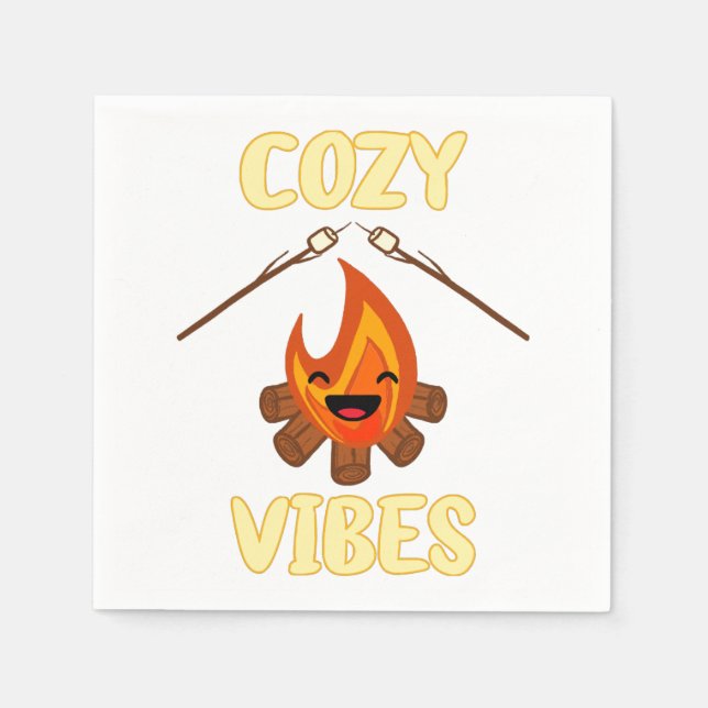 Guardanapo De Papel Cozy Campfire Vibes Marshmallow de sopa (Frente)