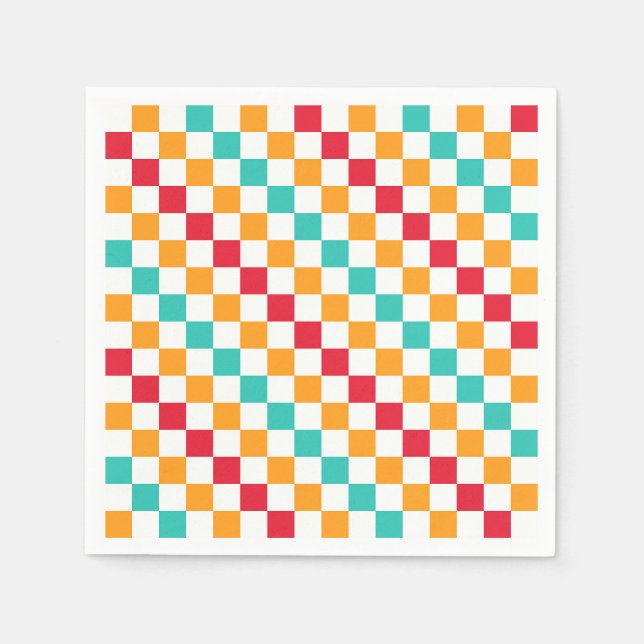 Guardanapo De Papel Cozy classroom diagonal checkerboard pattern (Frente)