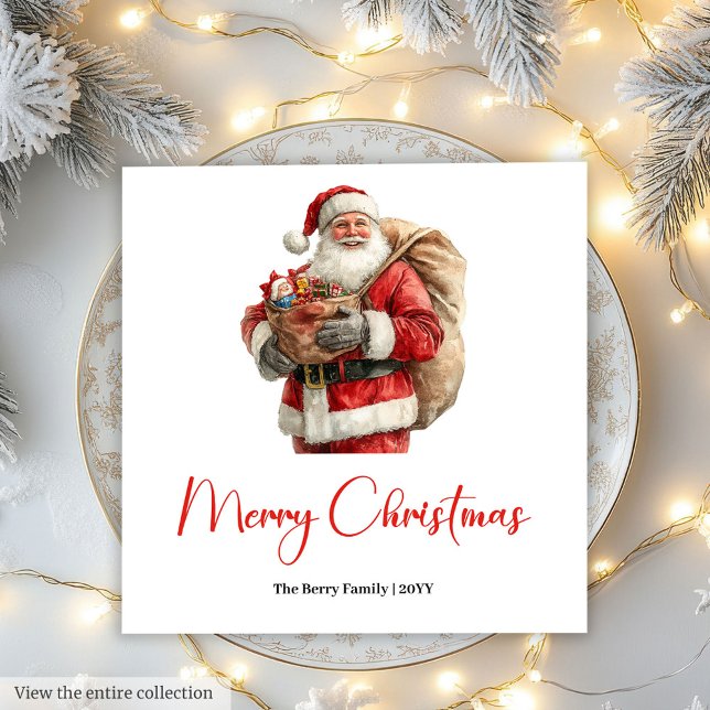 Guardanapo De Papel Cozy Santa Claus Minimalist Script Font Party (Cozy Santa Claus Minimalist Script Font Party Napkin)