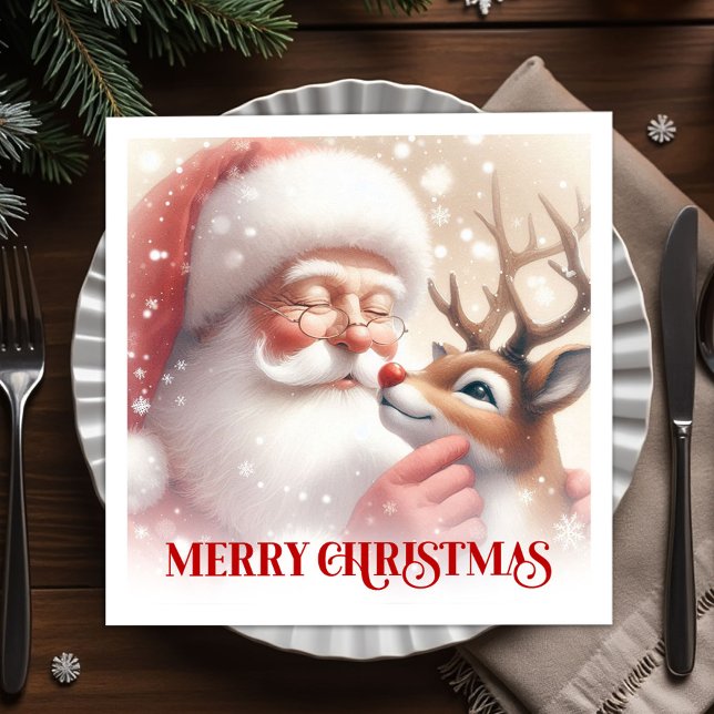 Guardanapo De Papel Cozy Santa Rudolph Holiday Table Napkins (Cozy Santa Rudolph Holiday Table Napkins)