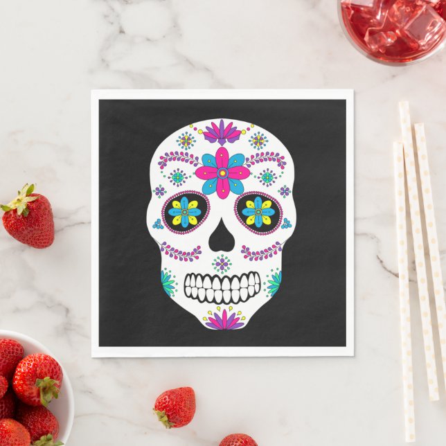 Guardanapo De Papel Cráneo de Açúcar Mexicano Colorido (Insitu)
