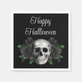 Guardanapo De Papel Craniano Floral Preto Gótico Halloween