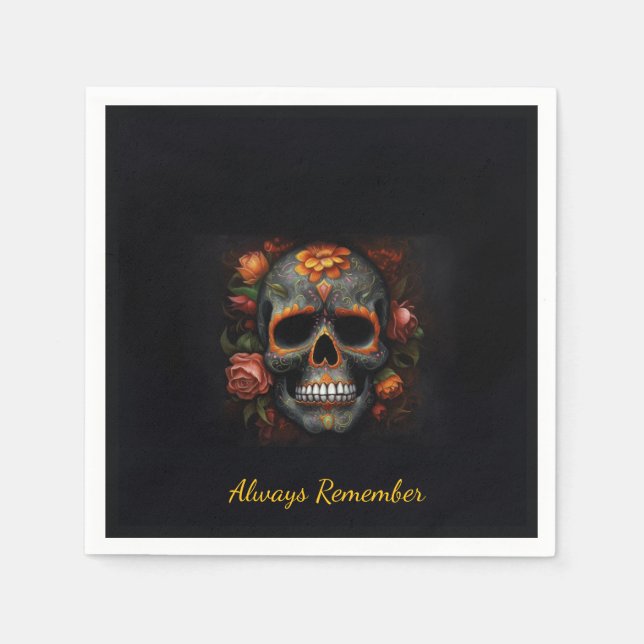 Guardanapo De Papel Cranio de Açúcar Regal Bloom, personalizado (Frente)