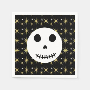 Guardanapo De Papel Crânio de Halloween Negro Moderno