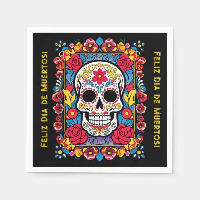 Guardanapo De Papel Crânio do Dia de Muertos (Frente)