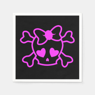 Guardanapo De Papel Crânio emo feminino rosa com arco preto