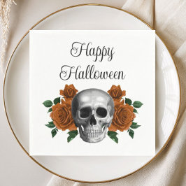 Guardanapo De Papel Cranio Floral Gótico Halloween