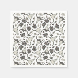 Guardanapo De Papel Crânio Gótico De Animais Com Padrão De Flores