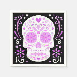 Guardanapo De Papel Crânio rosa e açúcar preto