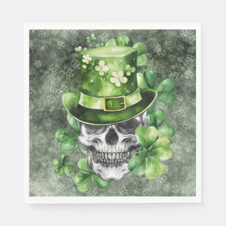Guardanapo De Papel Cranio Vívido com Ilustração de Chapéu Verde