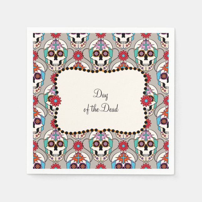 Guardanapo De Papel Crânios de Açúcar Gráfico (Frente)