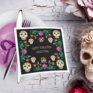 Guardanapo De Papel Cránios de Açúcar Personalizados do Dia dos Mortos