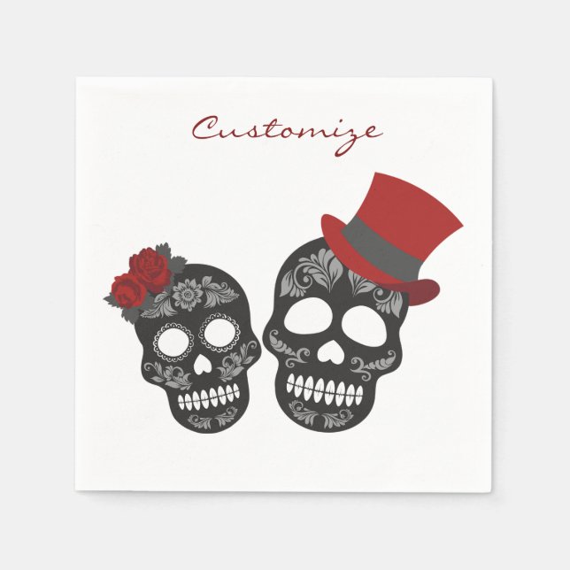 Guardanapo De Papel Crânios pretos Duo Thunder_Cove (Frente)