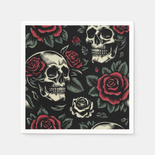 Guardanapo De Papel Crânios & Rosas Góticas Florais 