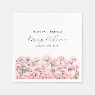 Guardanapo De Papel Cravo Rosa de Aniversário de 18 Anos Flor de Nasci