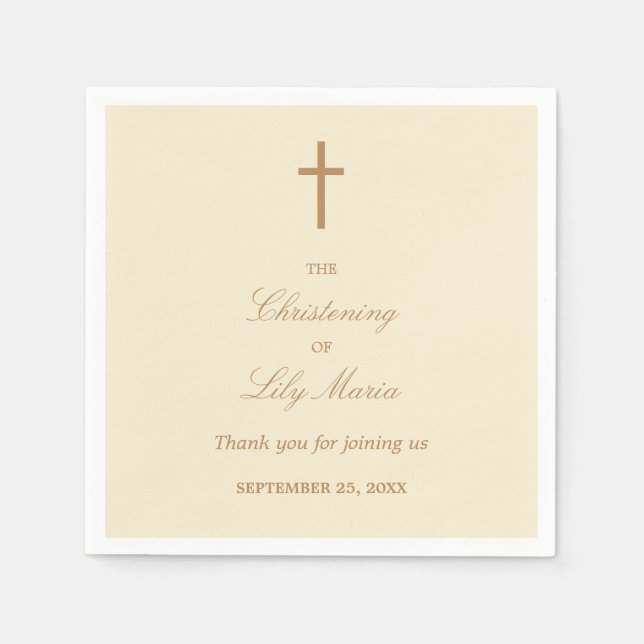Guardanapo De Papel Cream Beige Christening Party Napkins (Frente)