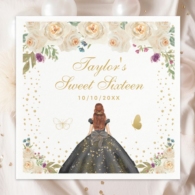 Guardanapo De Papel Cream Floral Brown Hair Princess Sweet (Criador carregado)