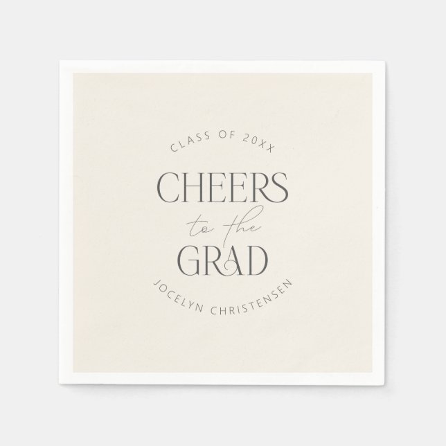 Guardanapo De Papel Cream Gray Personalized Cheers Grad Party (Frente)