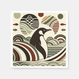 Guardanapo De Papel Cream Olive Green Maroon Penguin Ondas Na Arte Dec