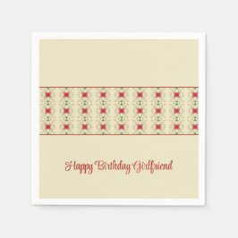 Guardanapo De Papel Creme com padrão rosa e verde