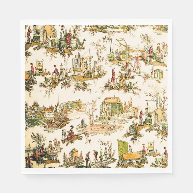Guardanapo De Papel Creme francês Toile Chinoiserie Estilo Russo (Frente)
