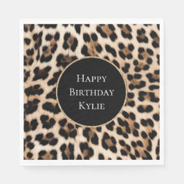 Guardanapo De Papel Creme Leopard Animal Glitter