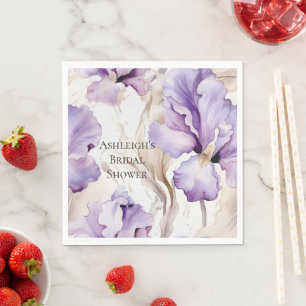 Guardanapo De Papel Creme Roxo Iris Chá de panela Floral