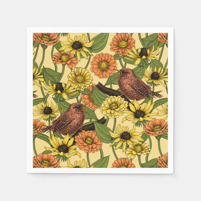 Guardanapo De Papel Crenças e flores em amarelo pálido (Frente)