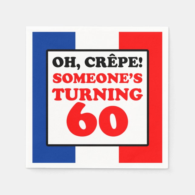 Guardanapo De Papel Crepe French Flag 60th Birthday (Frente)