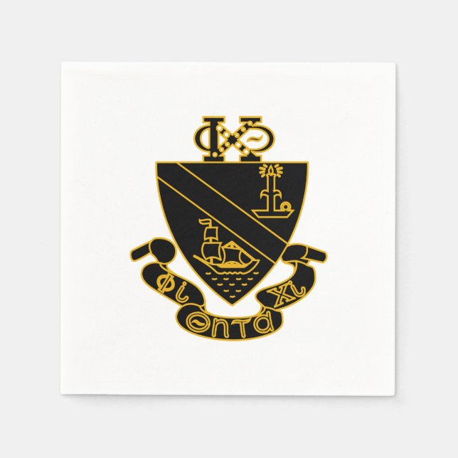 Guardanapo De Papel Crest da Phi Chi Theta | Dourado e Preto (Frente)