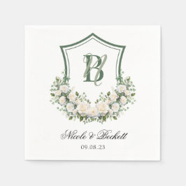 Guardanapo De Papel Crest de Flores Brancas Casamento
