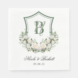 Guardanapo De Papel Crest de Flores Brancas Casamento