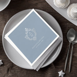 Guardanapo De Papel Crest Dusty Blue Casamento Monograma Elegante Vint