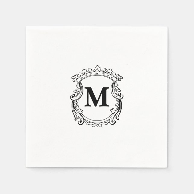 Guardanapo De Papel Crest Elegante Monograma Personalizado  (Frente)