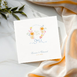 Guardanapo De Papel Crest Floral Brilhante Monograma Casamento de Prim
