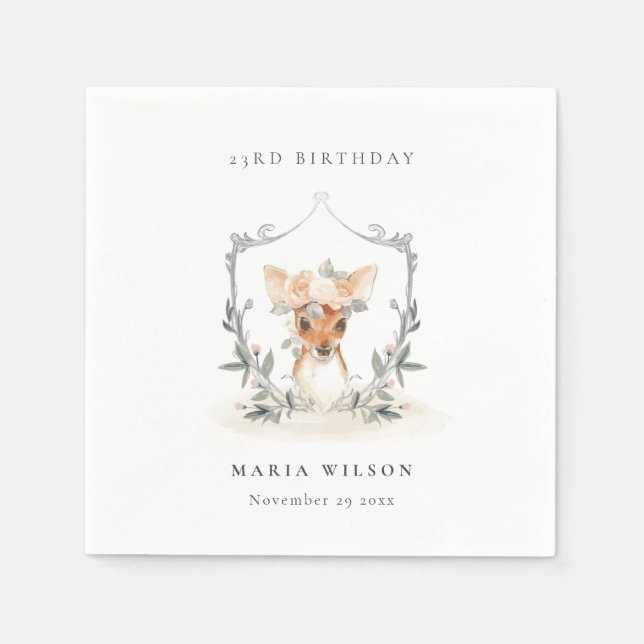 Guardanapo De Papel Crest Floral De Veado Bastante Bastante Dusky Qual (Frente)