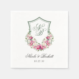 Guardanapo De Papel Crest Floral Rosa Casamento