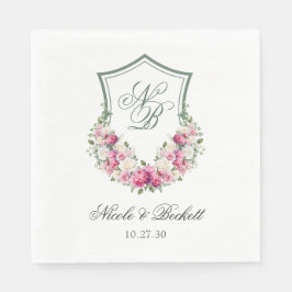 Guardanapo De Papel Crest Floral Rosa Casamento
